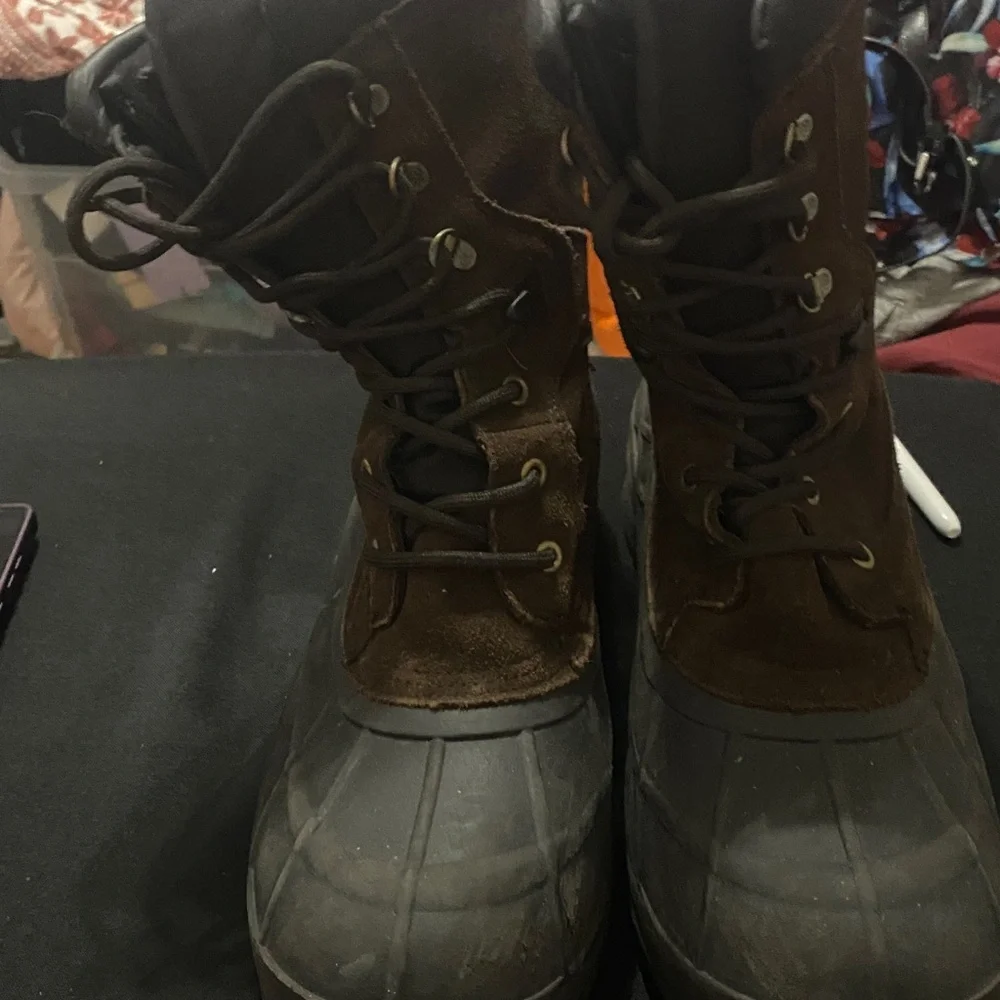 KAMIC‎ NATION-PLUS WK0097 Men's SIZE 13 Brown and Black Snow BOOTS LACE UP GUC